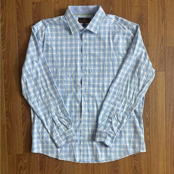 Men’s XXL shirt, blue and white, Neck size 18– 18 1/2 by JamesTattersall - Picture 2 of 9